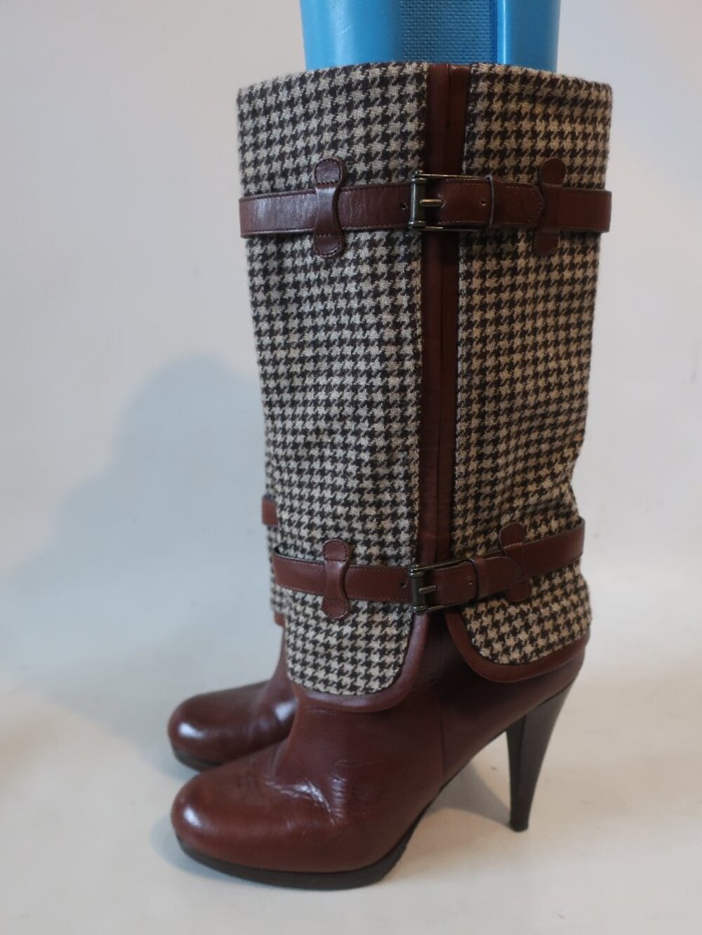 Womens Cole Haan x Nike Air Kennedy Brown Houndstooth Wool Leather Boots 9.5​ - Picture 4 of 13